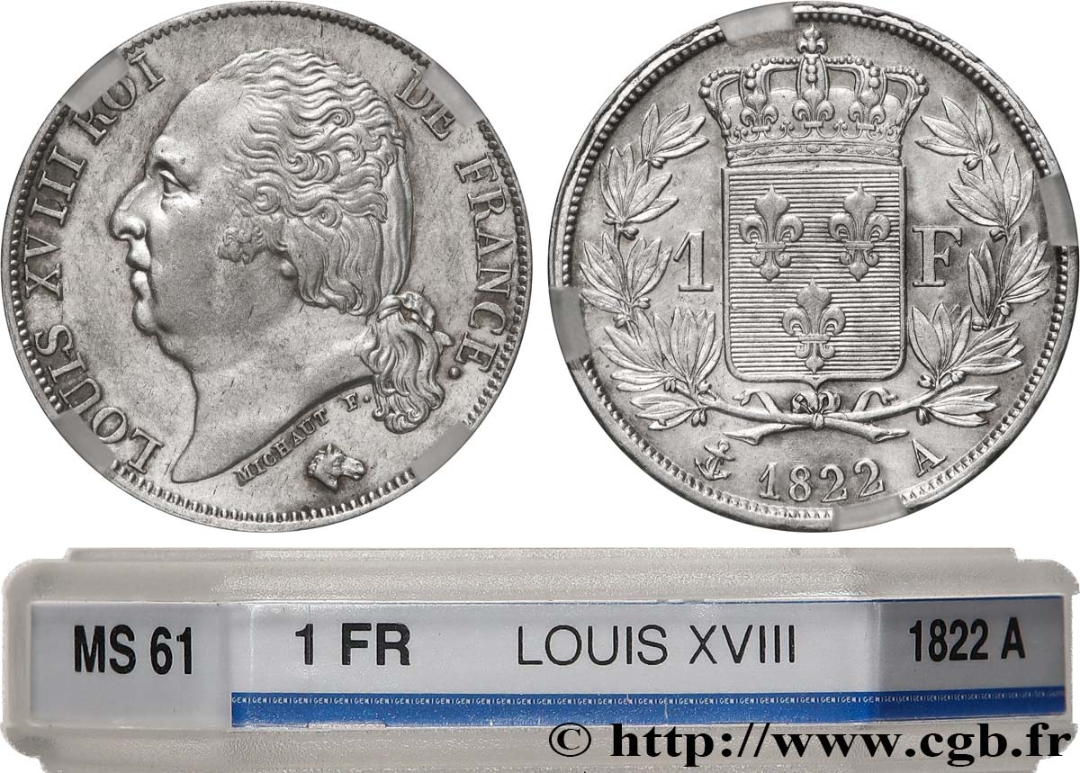 1 franc Louis XVIII 1822 Paris F.206/40 SUP61 GENI