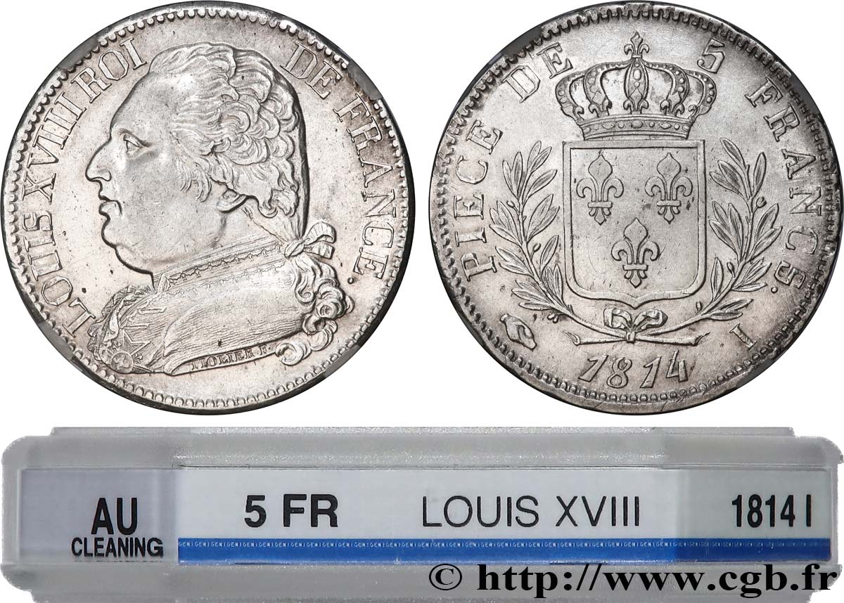 5 francs Louis XVIII, buste habillé 1814 Limoges F.308/6 TTB+ GENI