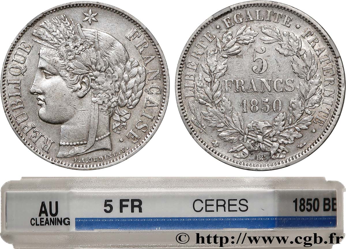 5 francs Cérès, IIe République 1850 Strasbourg F.327/5 TTB+ 