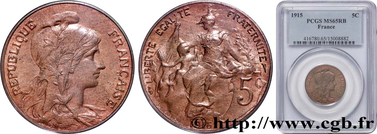5 centimes Daniel-Dupuis 1915  F.119/27 MS65 PCGS