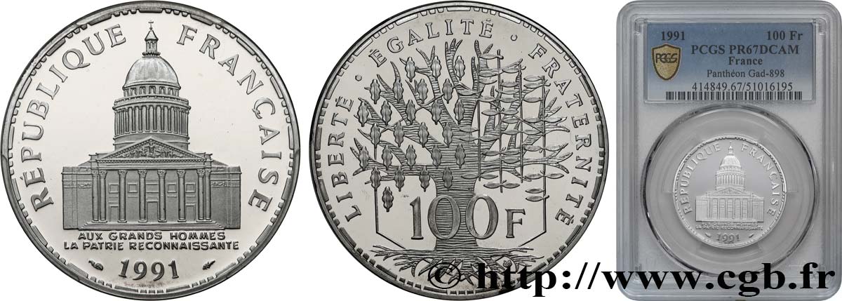 100 francs Panthéon, BE (Belle Épreuve) 1991  F.451/12 FDC67 PCGS