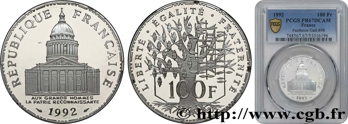 100 francs Panthéon, Belle Épreuve 1992  F.451/13 FDC67 PCGS