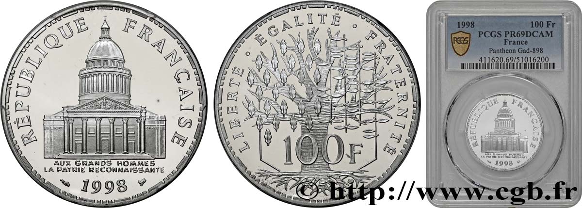 100 francs Panthéon, BE (Belle Épreuve) 1998  F.451/21 FDC69 PCGS