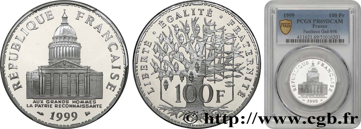 100 francs Panthéon, BE (Belle Épreuve) 1999  F.451/22 FDC69 PCGS