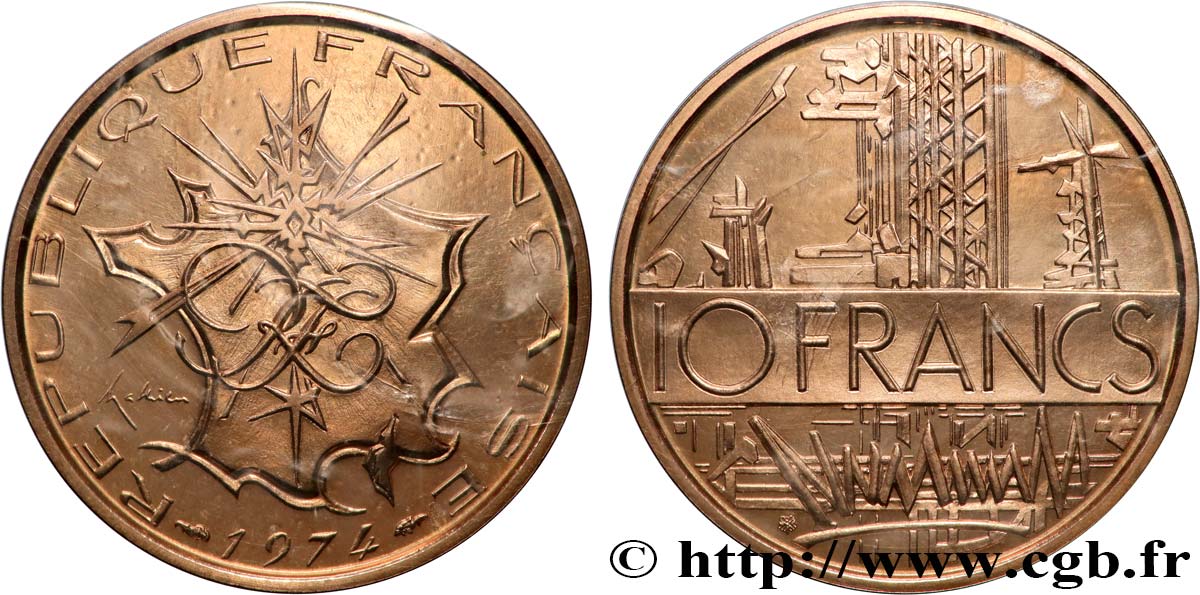 Piéfort Cu-Ni-Al de 10 francs Mathieu 1974 Pessac GEM.186 P1P FDC 