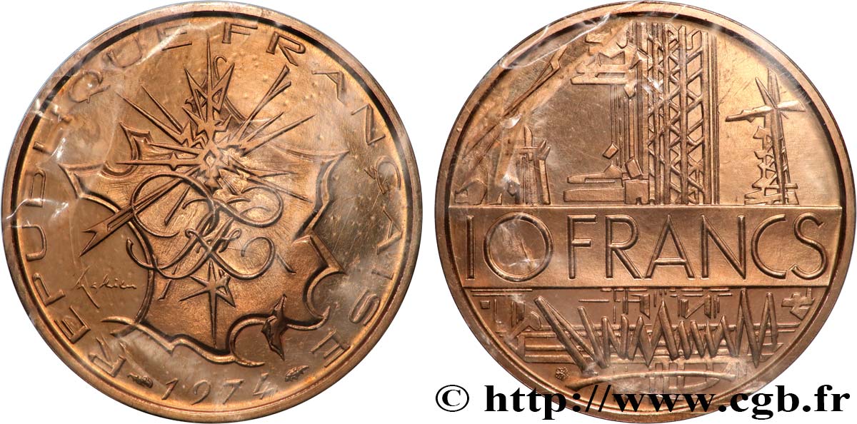 Piéfort Cu-Ni-Al de 10 francs Mathieu 1974 Pessac GEM.186 P1P FDC 