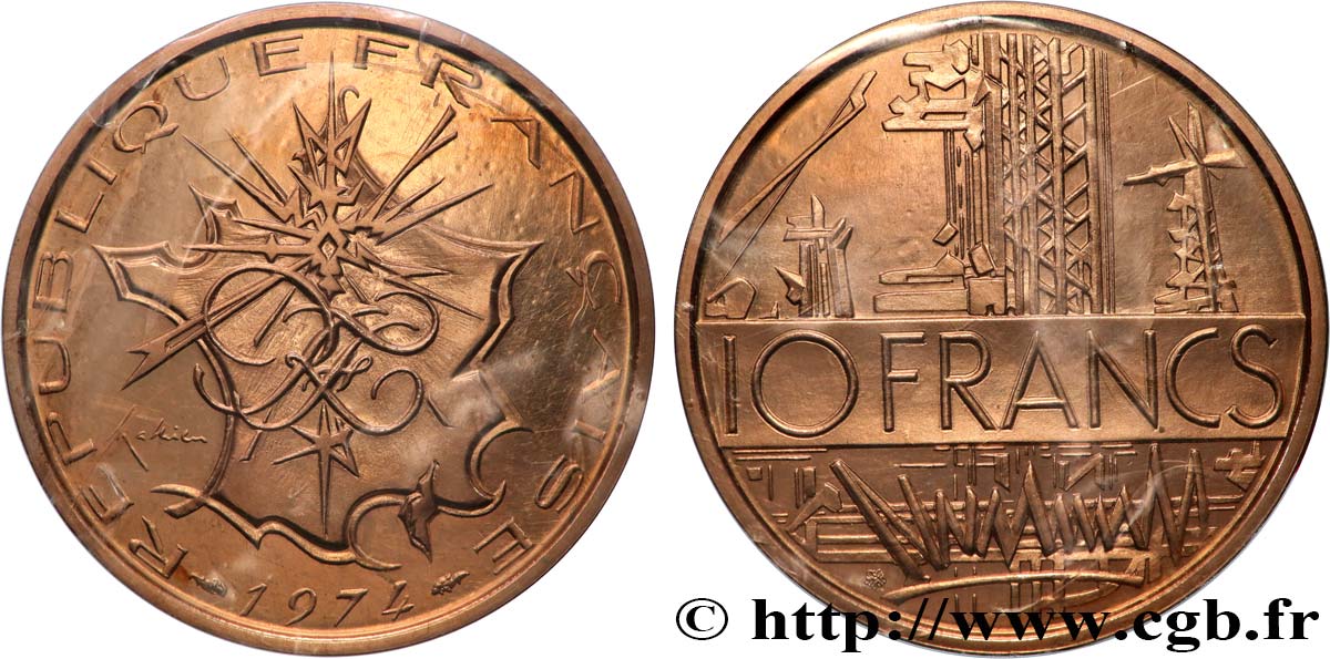 Piéfort Cu-Ni-Al de 10 francs Mathieu 1974 Pessac GEM.186 P1P FDC 