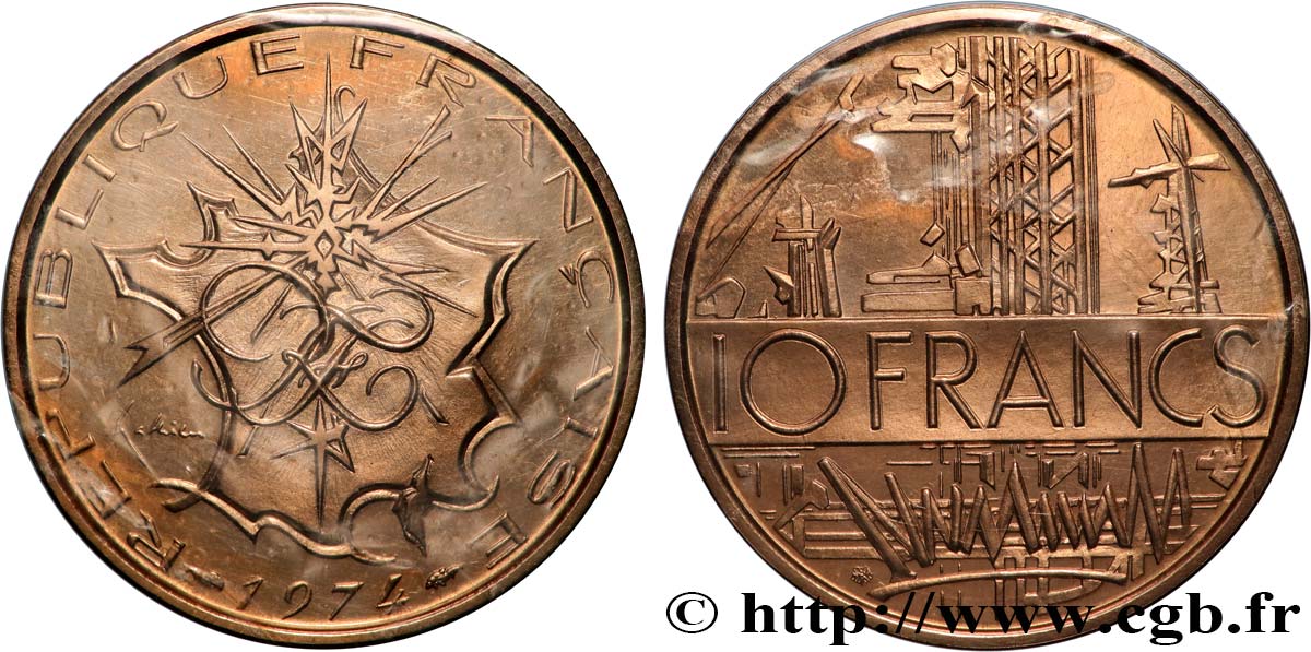 Piéfort Cu-Ni-Al de 10 francs Mathieu 1974 Pessac GEM.186 P1P FDC 