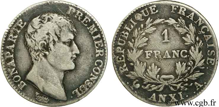 1 franc Bonaparte Premier Consul 1803 Paris F.200/1 TB25 