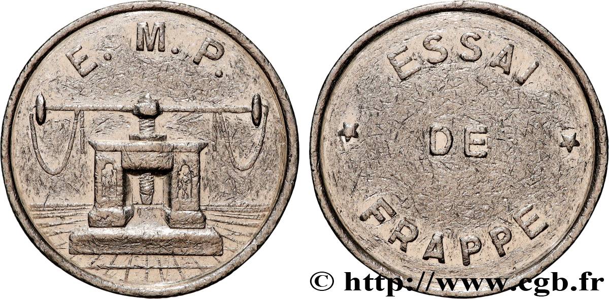 Essai de frappe de 10 francs Jimenez, cinq séries de cannelures n.d. Pessac GEM.194 6 VF 
