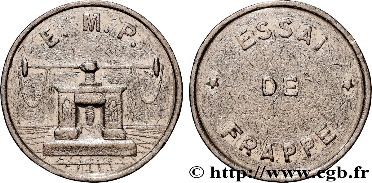 Essai de frappe de 10 francs Jimenez, cinq séries de cannelures n.d. Pessac GEM.194 6 TB 