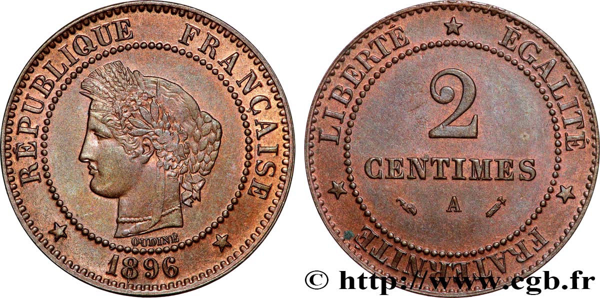 2 centimes Cérès 1896 Paris F.109/22 MS 