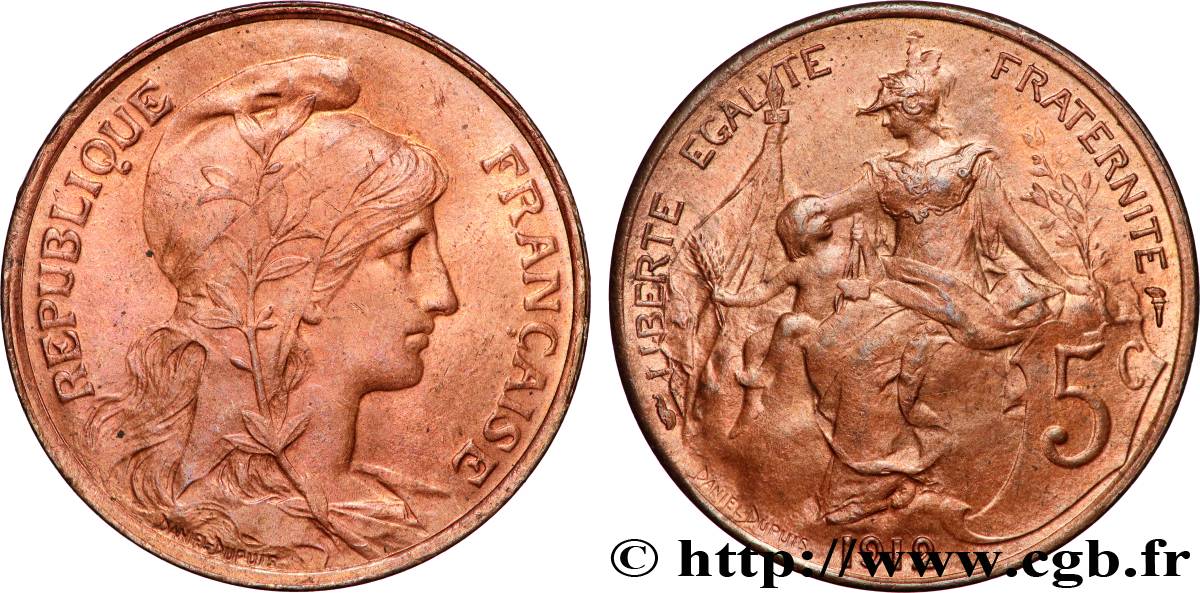 5 centimes Daniel-Dupuis 1912  F.119/24 MS63 