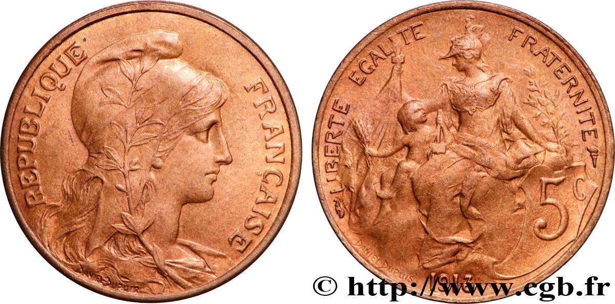 5 centimes Daniel-Dupuis 1913  F.119/25 MS62 
