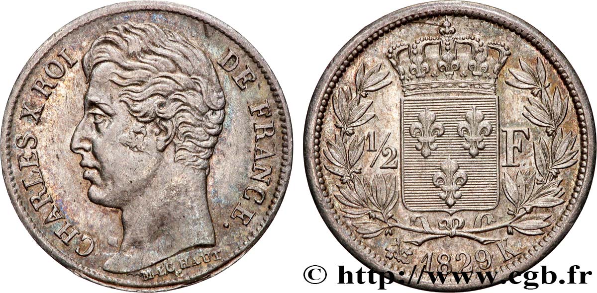 1/2 franc Charles X 1829 Bordeaux F.180/43 MS60 