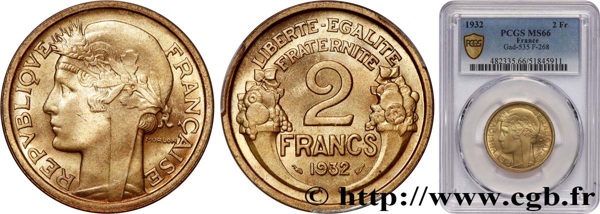 2 francs Morlon 1932  F.268/3 FDC66 PCGS