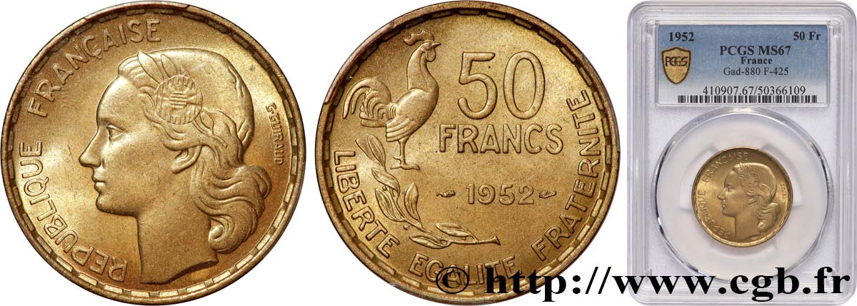 50 francs Guiraud 1952  F.425/8 FDC67 PCGS