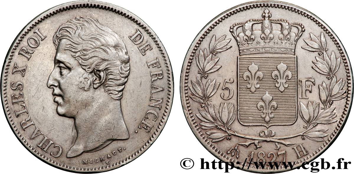 5 francs Charles X, 2e type 1827 La Rochelle F.311/5 BB 