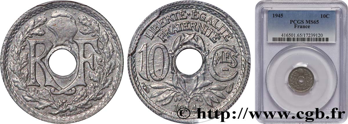 10 centimes Lindauer, petit module 1945  F.143/2 FDC65 PCGS