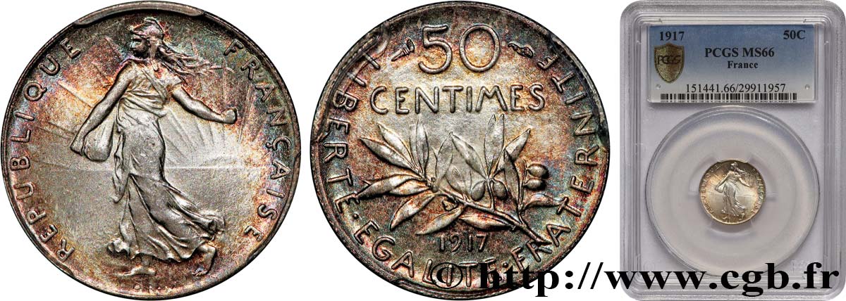 50 centimes Semeuse 1917  F.190/24 FDC66 PCGS
