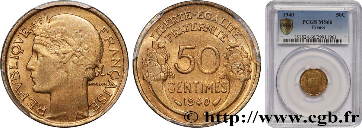 50 centimes Morlon 1940  F.192/17 FDC66 PCGS