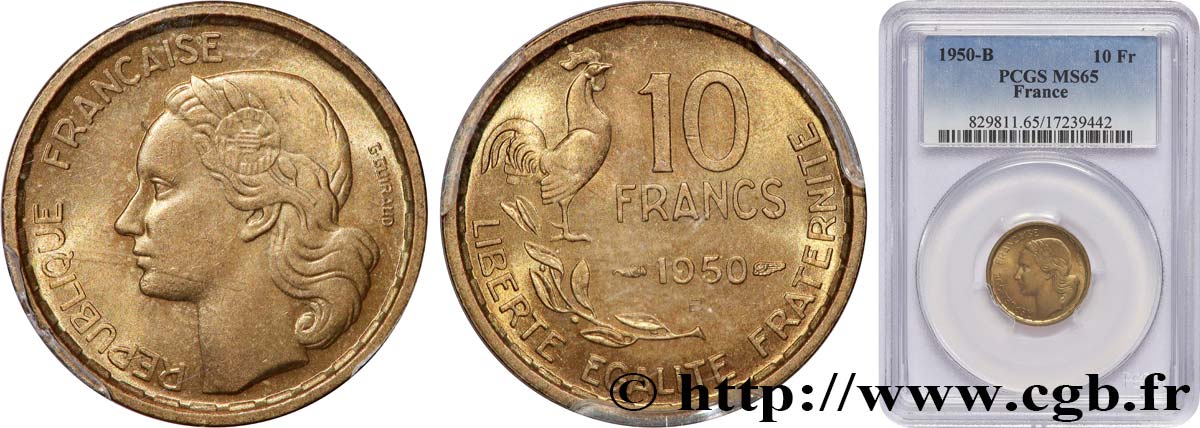 10 francs Guiraud 1950 Beaumont-Le-Roger F.363/3 FDC65 PCGS
