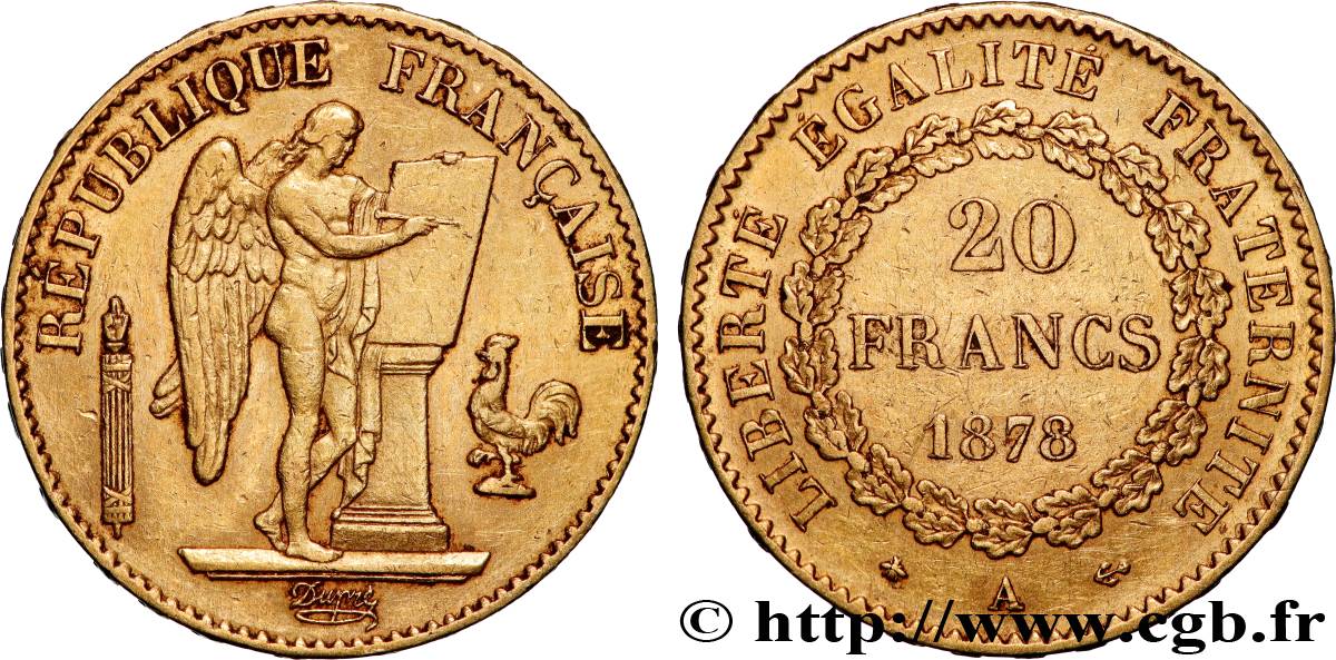 20 francs or Génie, Troisième République 1878 Paris F.533/6 XF 