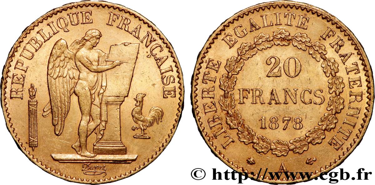 20 francs or Génie, Troisième République 1878 Paris F.533/6 SUP 