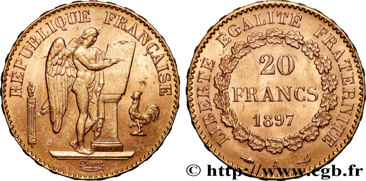 20 francs or Génie, Troisième République 1897 Paris F.533/22 SUP 