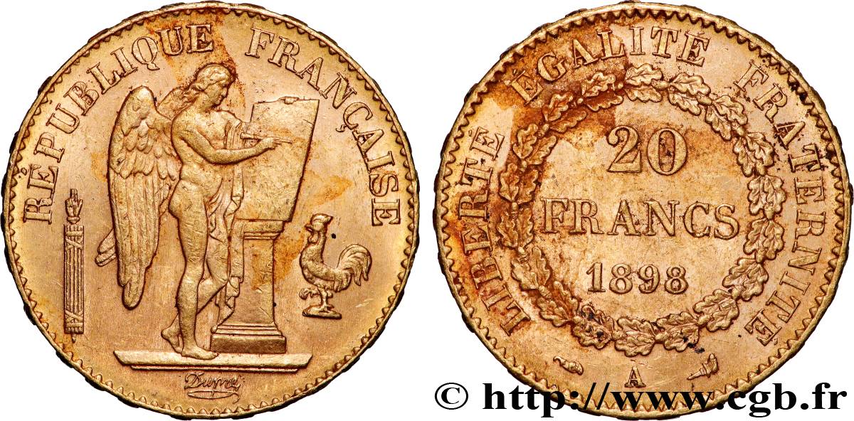20 francs or Génie, Troisième République 1898 Paris F.533/23 TTB+ 