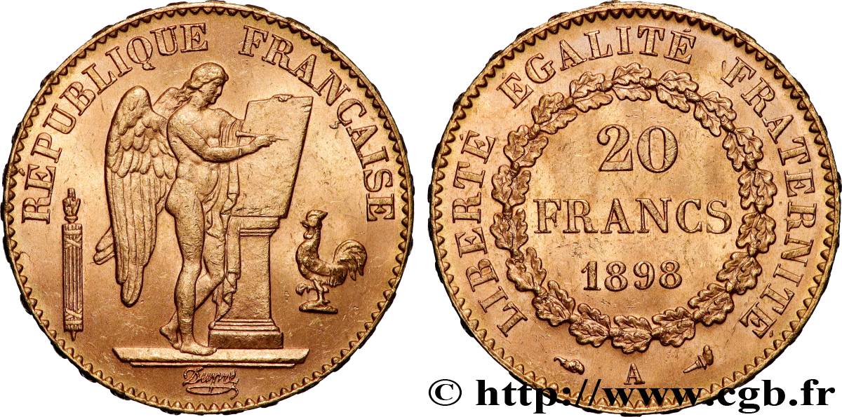 20 francs or Génie, Troisième République 1898 Paris F.533/23 SUP+ 