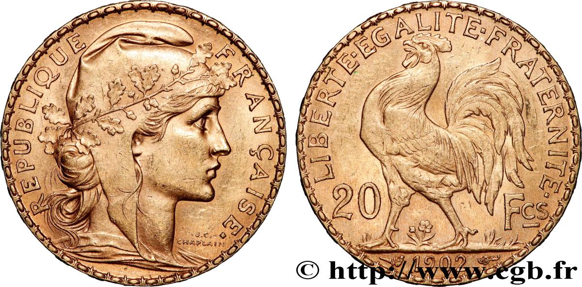 20 francs or Coq, Dieu protège la France 1902 Paris F.534/7 TTB+ 