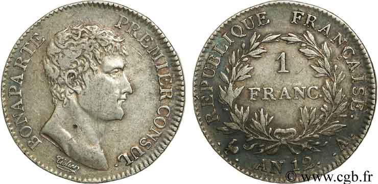 1 franc Bonaparte Premier Consul 1804 Paris F.200/8 MBC42 