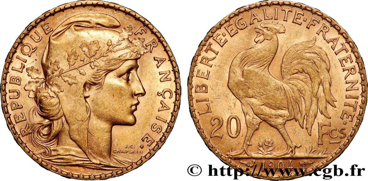 20 francs or Coq, Dieu protège la France 1904 Paris F.534/9 SPL 