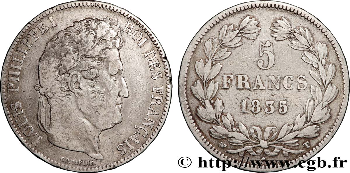 5 francs IIe type Domard 1835 Nantes F.324/51 fSS 