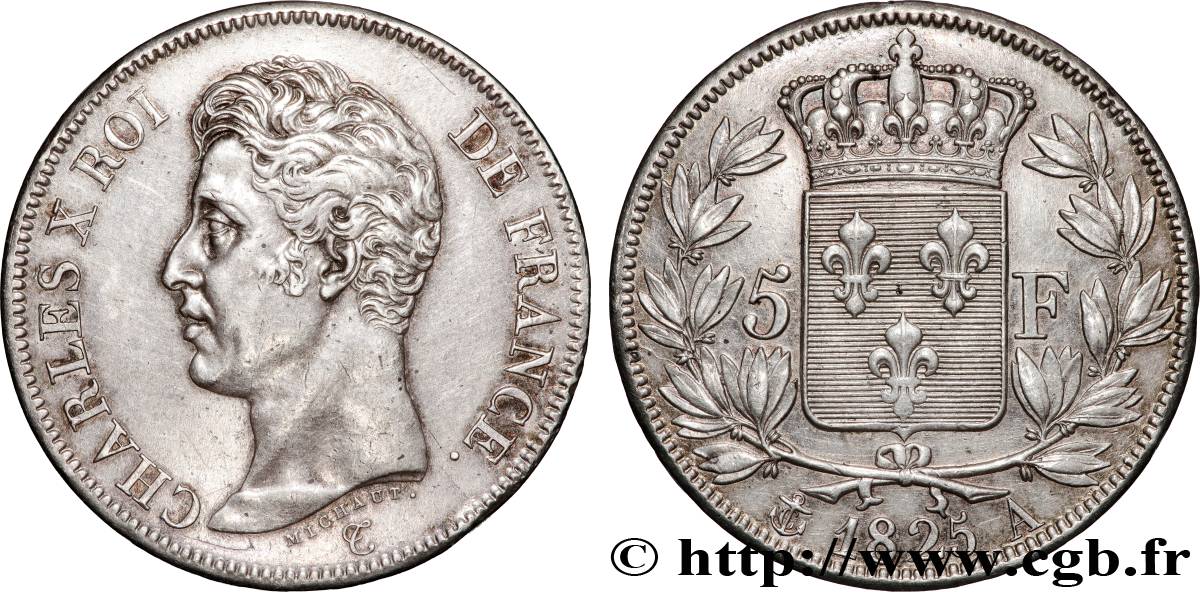 5 francs Charles X, 1er type 1825 Paris F.310/2 XF 