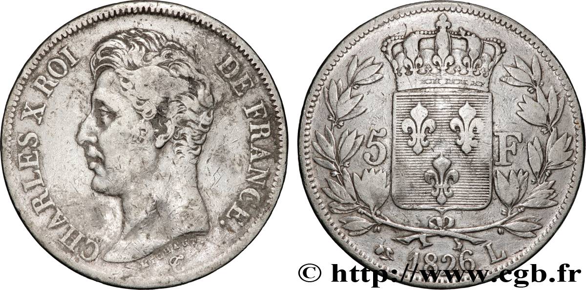 5 francs Charles X, 1er type 1826 Bayonne F.310/22 VF 