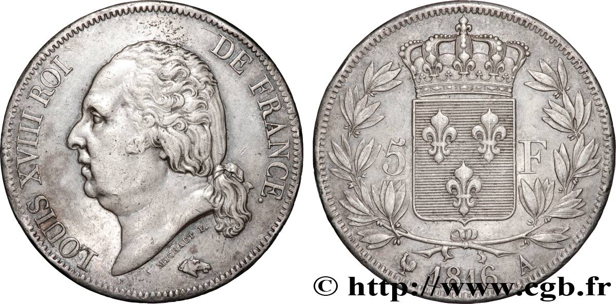 5 francs Louis XVIII, tête nue 1816  Paris F.309/1 BB 