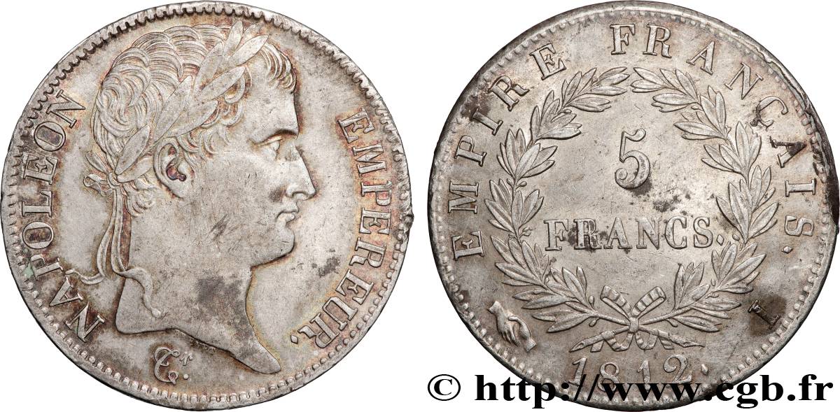 5 francs Napoléon Empereur, Empire français 1812 Limoges F.307/46 MBC 