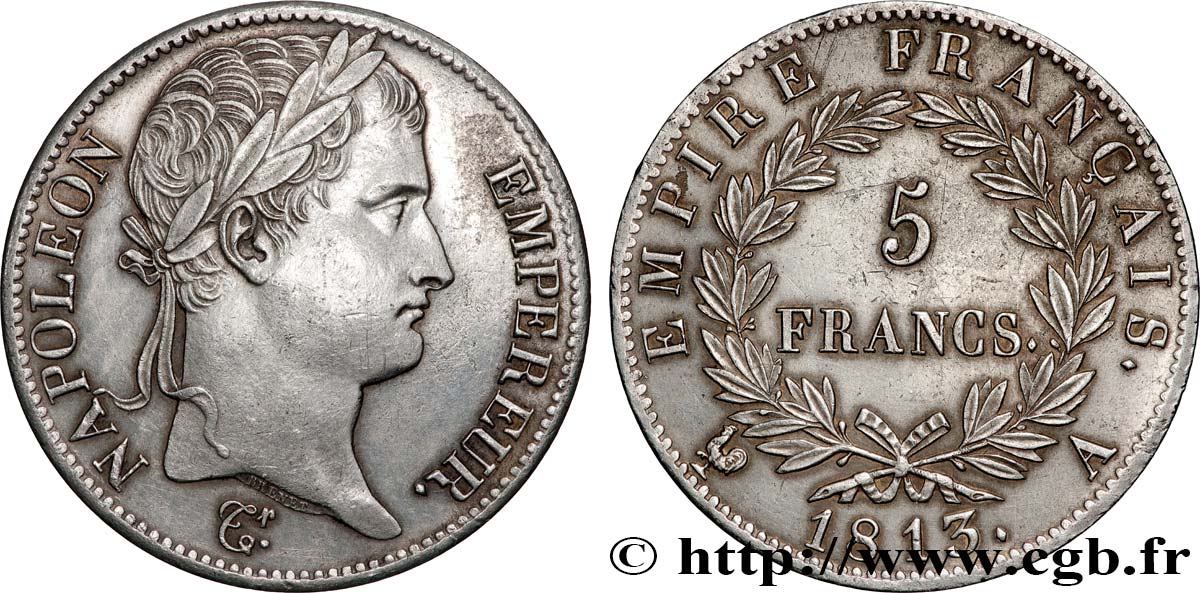 5 francs Napoléon Empereur, Empire français 1813 Paris F.307/58 SUP 