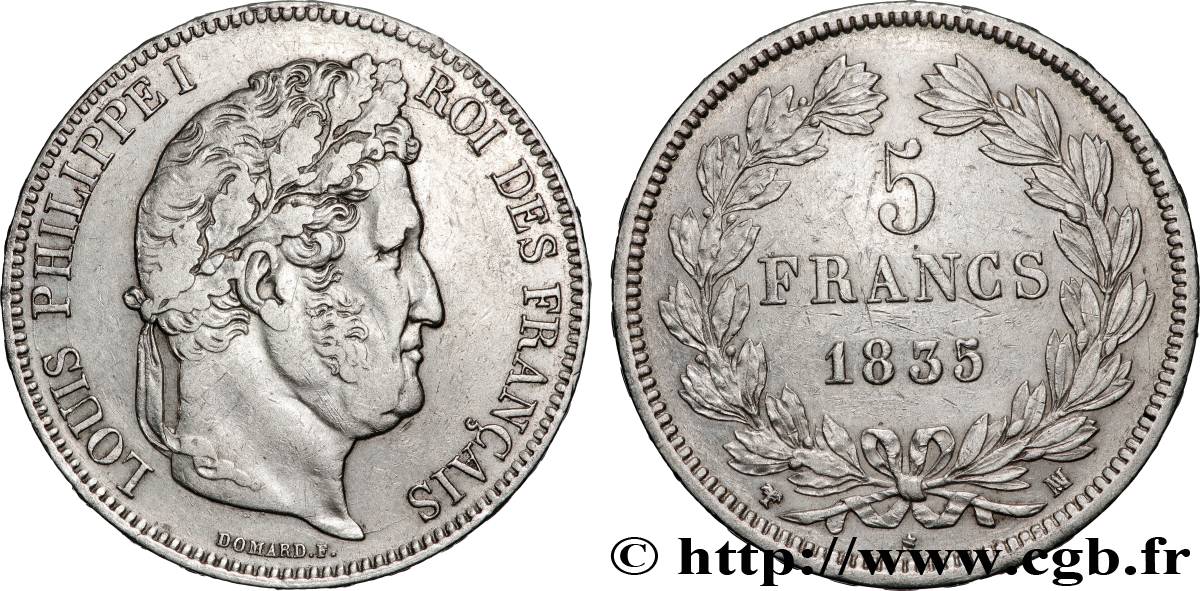 5 francs IIe type Domard 1835 Marseille F.324/50 TTB 