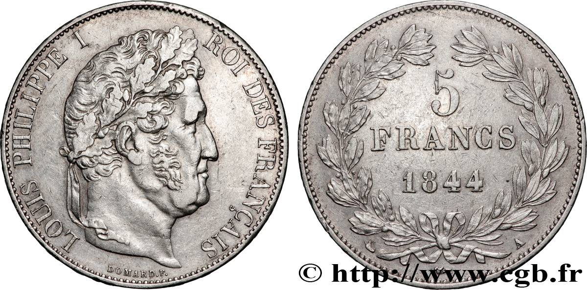 5 francs IIIe type Domard 1844 Paris F.325/1 TTB 