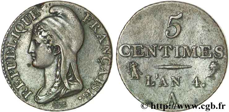 5 centimes Dupré, petit module 1796 Paris F.113/1 TTB48 