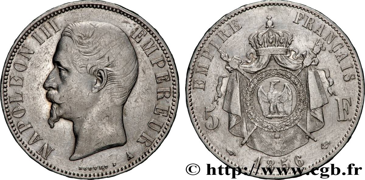 5 francs Napoléon III, tête nue, petit A 1856 Paris F.330/7 TTB 
