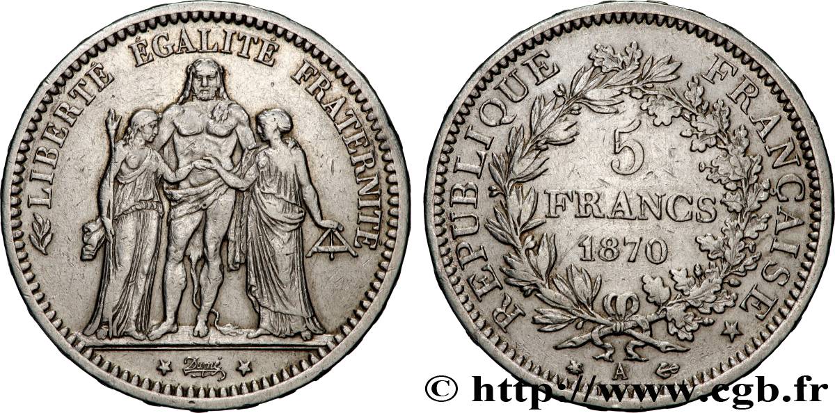 5 francs Hercule 1870 Paris F.334/1 TB+ 