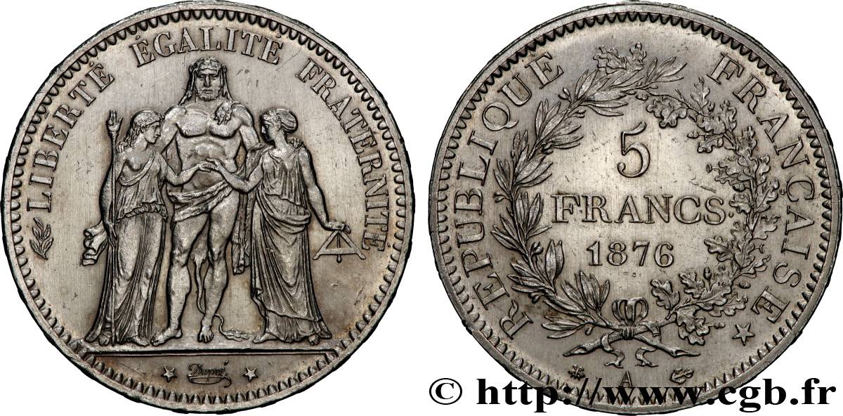 5 francs Hercule 1876 Paris F.334/17 SUP+ 