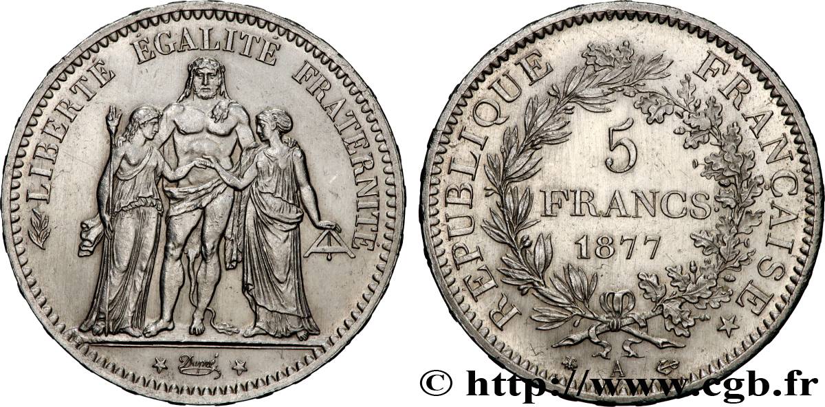 5 francs Hercule 1877 Paris F.334/19 SUP 