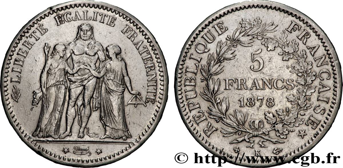 5 francs Hercule 1878 Bordeaux F.334/23 TB+ 