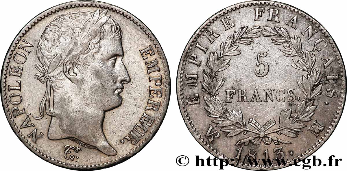5 francs Napoléon Empereur, Empire français 1813 Marseille F.307/69 TTB 