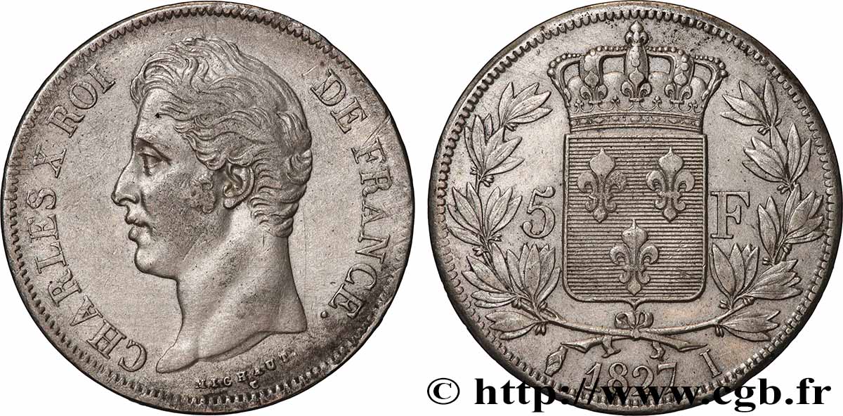 5 francs Charles X, 2e type 1827 Limoges F.311/6 TTB 